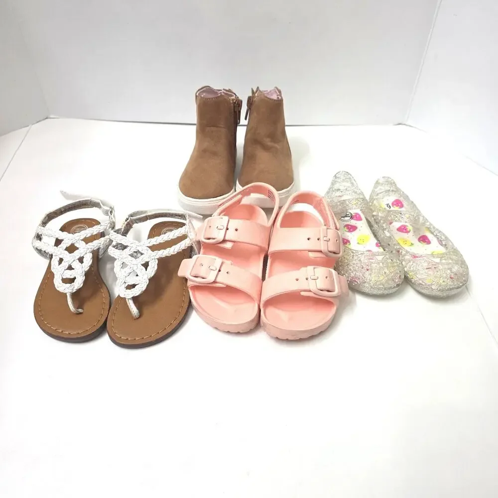 Lot Of 4 Pairs Of Toddler Girls Sz 6 Shoes Sandals + Boots Excellent Condition